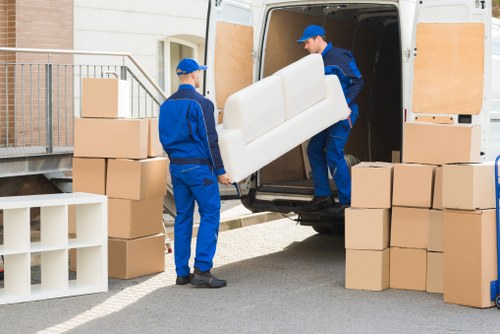 Professional moving van loading in a Southlambeth street