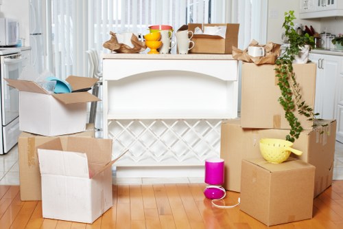 Boxes and furniture prepared for a Southlambeth house move