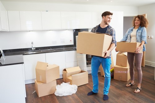 Packing and labelling business items for a Southlambeth commercial relocation