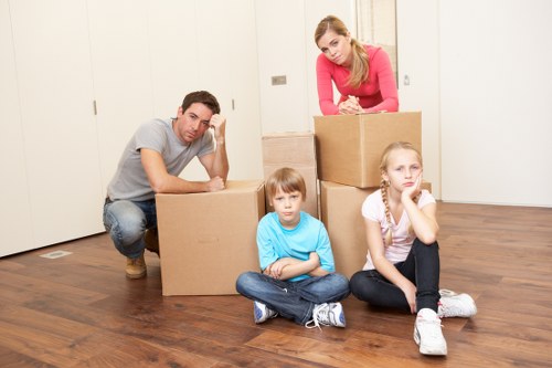 Residential flat move with boxes and furniture in London